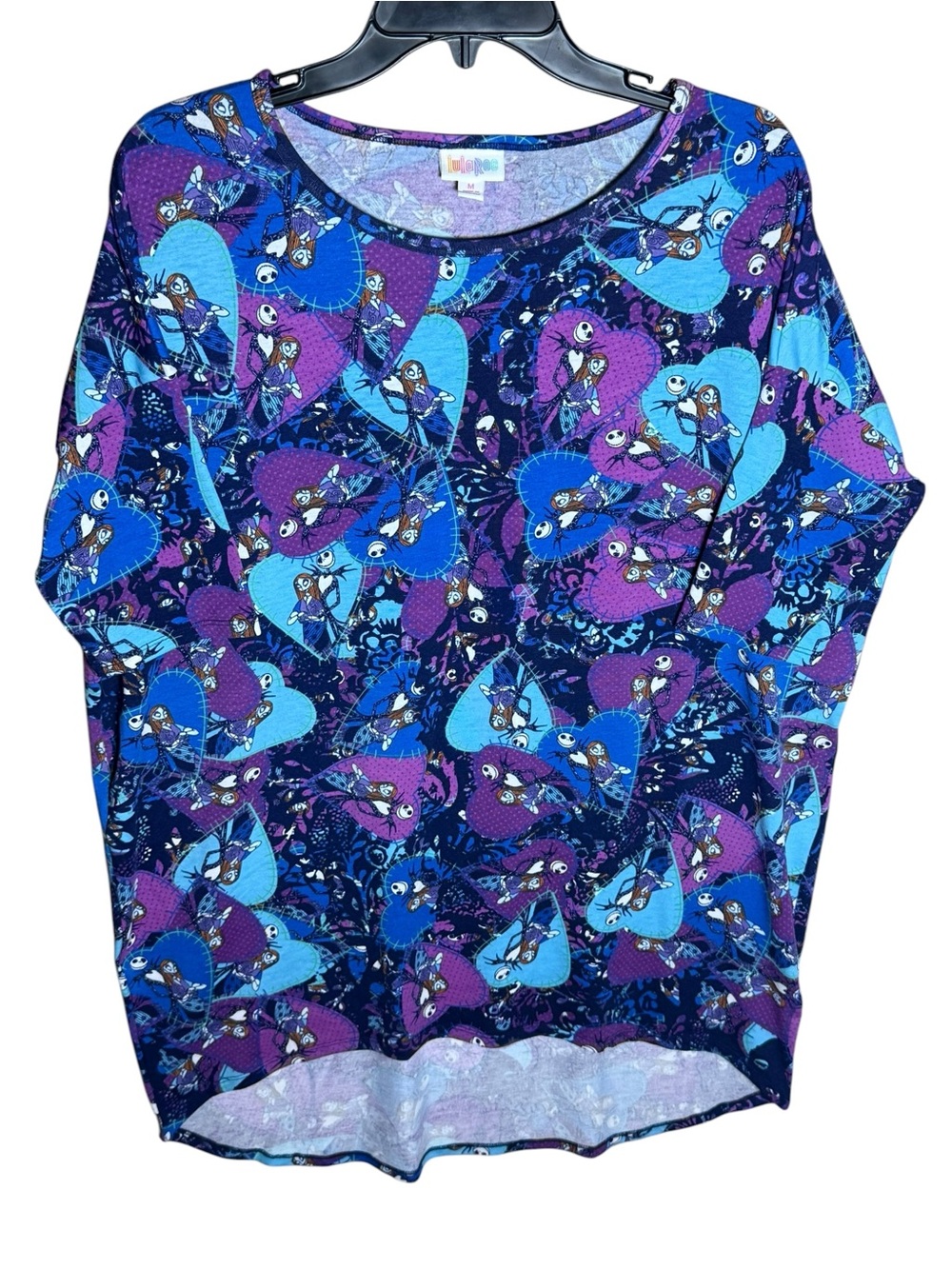 LuLaRoe Disney Nightmare Before Christmas Jack & Sally Heart Irma Tunic Top- M